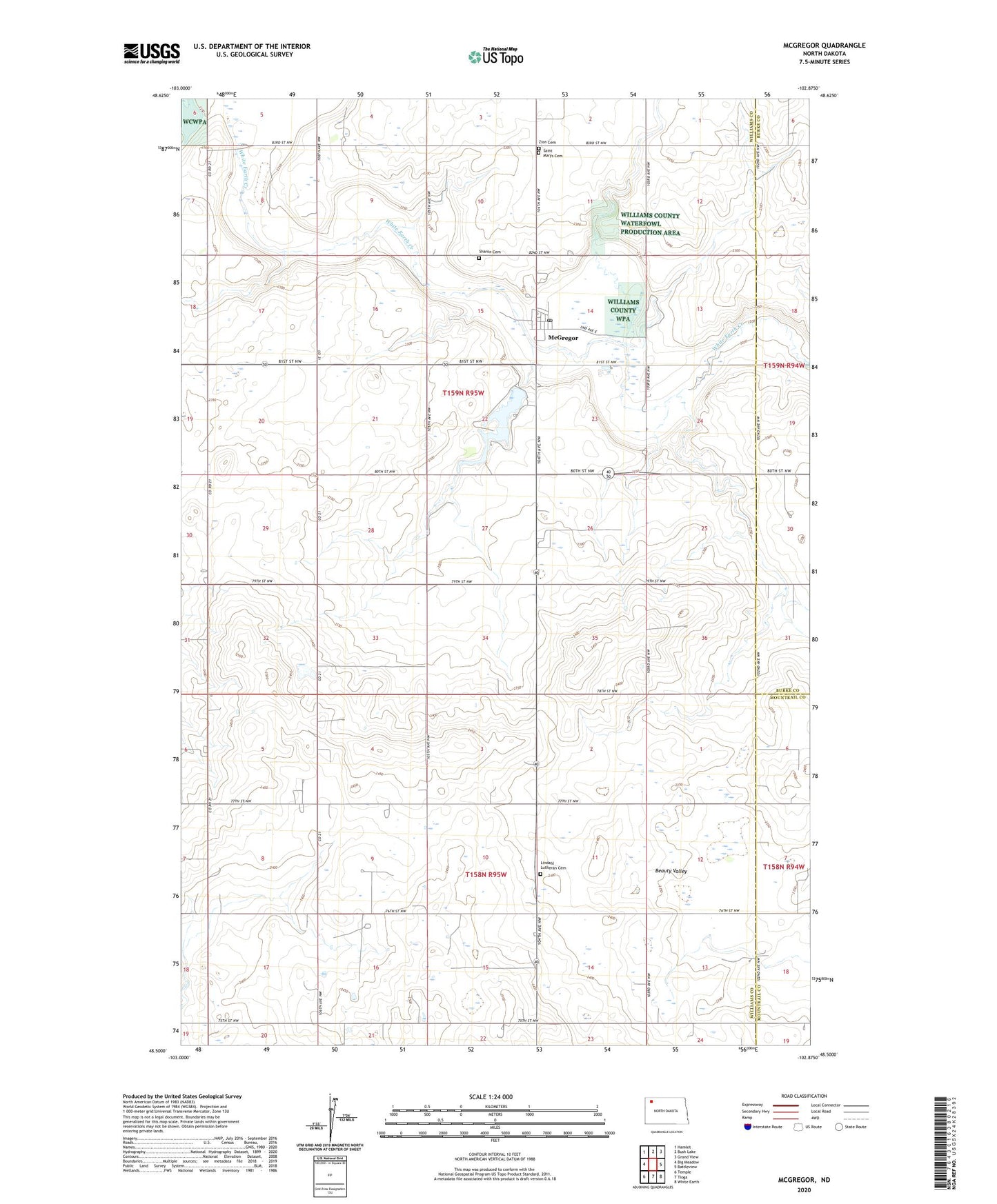 McGregor North Dakota US Topo Map Image