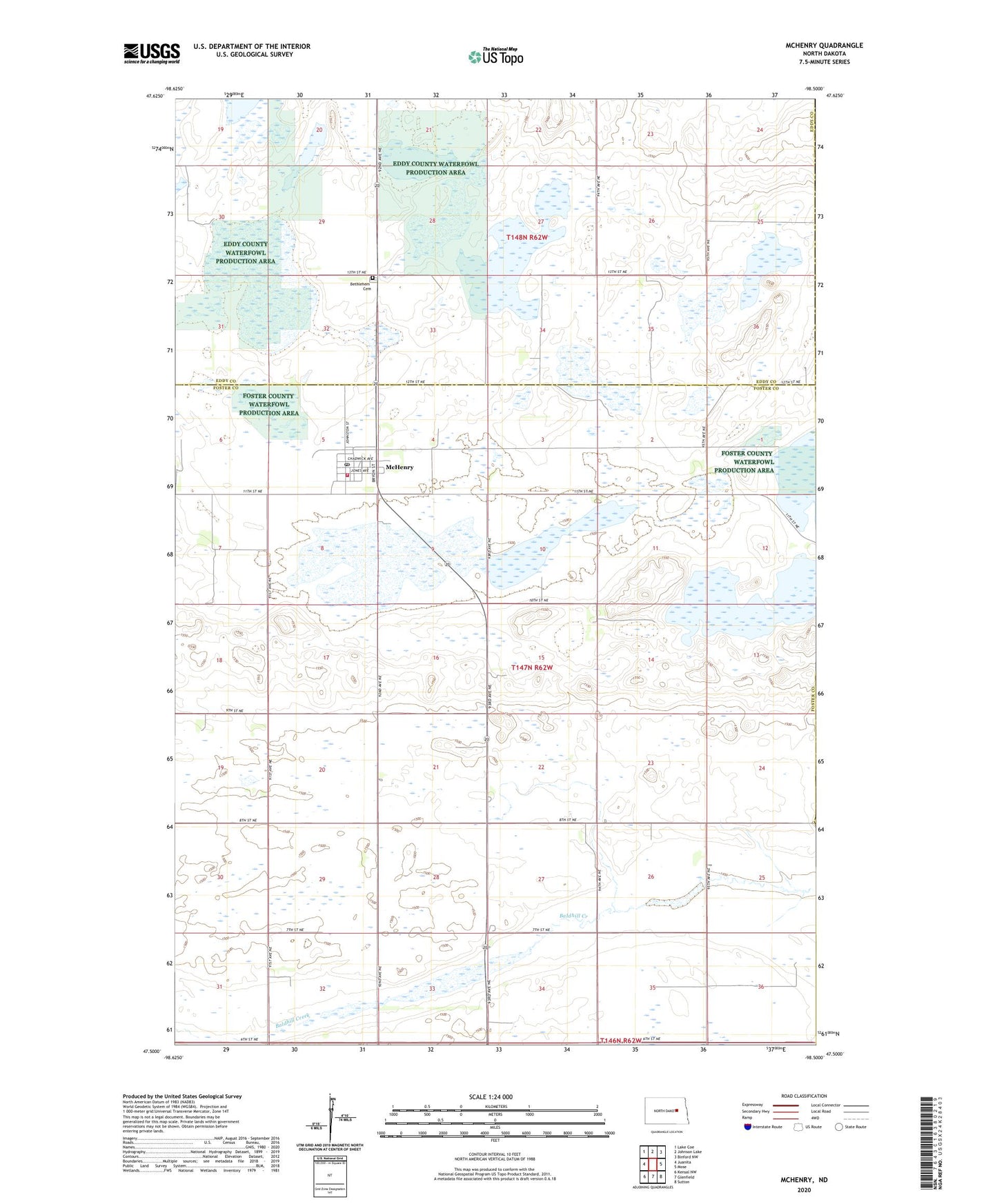McHenry North Dakota US Topo Map Image