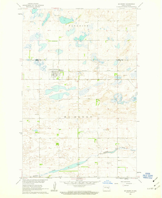Classic USGS McHenry North Dakota 7.5'x7.5' Topo Map Image