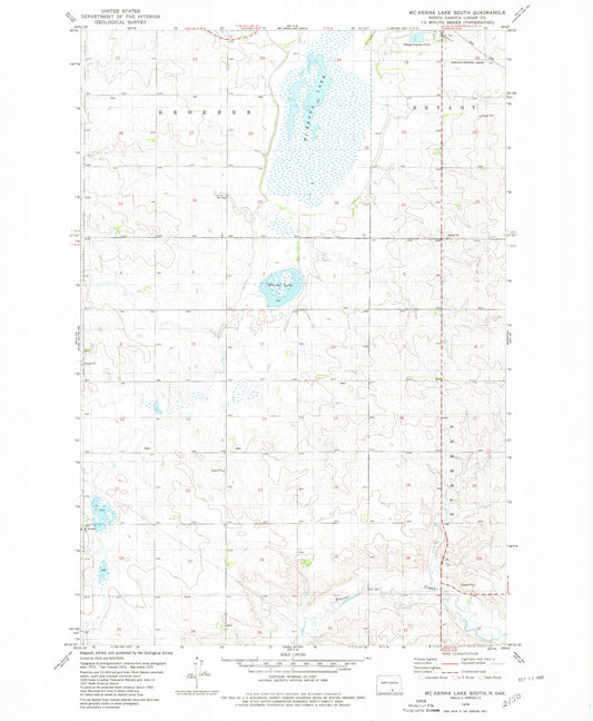 Classic USGS McKenna Lake South North Dakota 7.5'x7.5' Topo Map Image