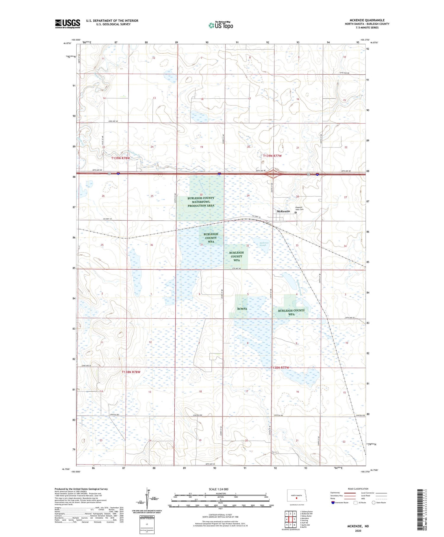 McKenzie North Dakota US Topo Map Image