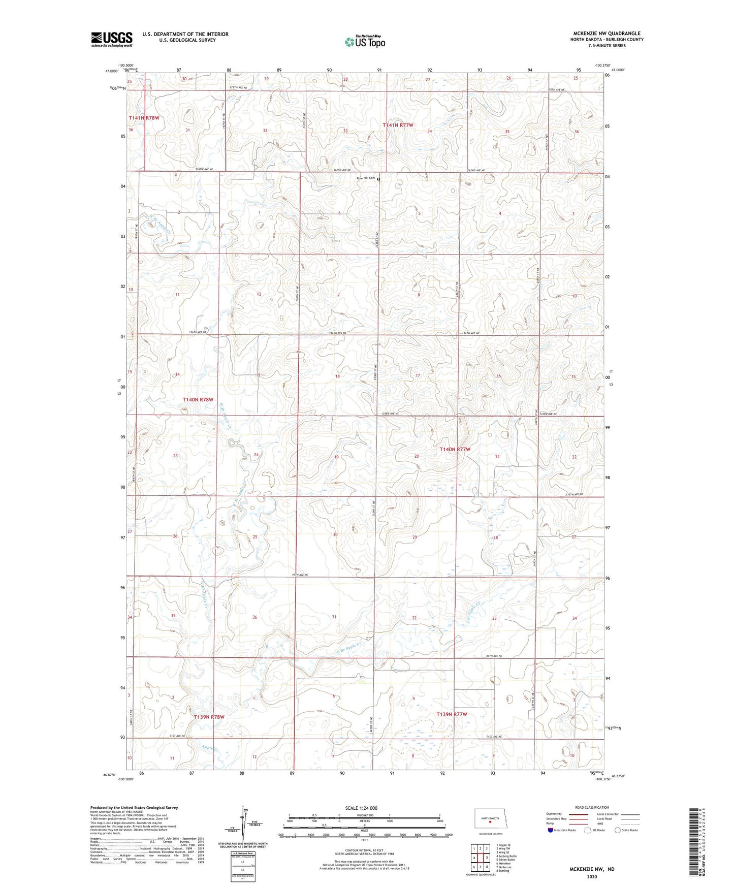 McKenzie NW North Dakota US Topo Map Image