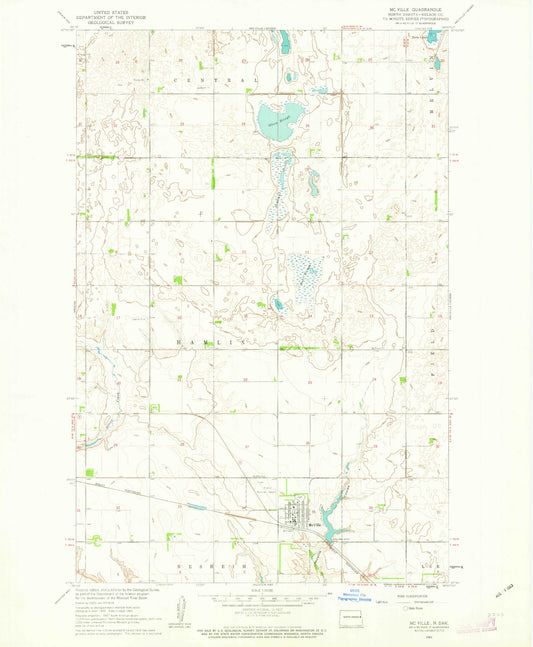 Classic USGS McVille North Dakota 7.5'x7.5' Topo Map Image