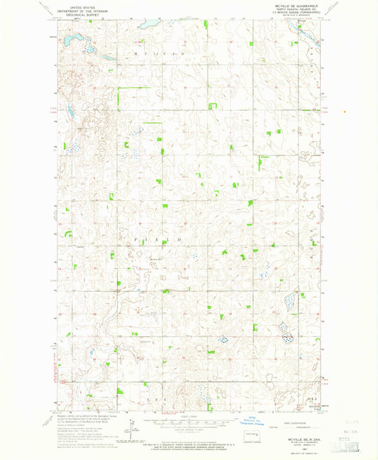 Classic USGS McVille SE North Dakota 7.5'x7.5' Topo Map Image