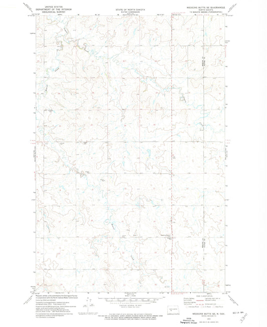 Classic USGS Medicine Butte SE North Dakota 7.5'x7.5' Topo Map Image