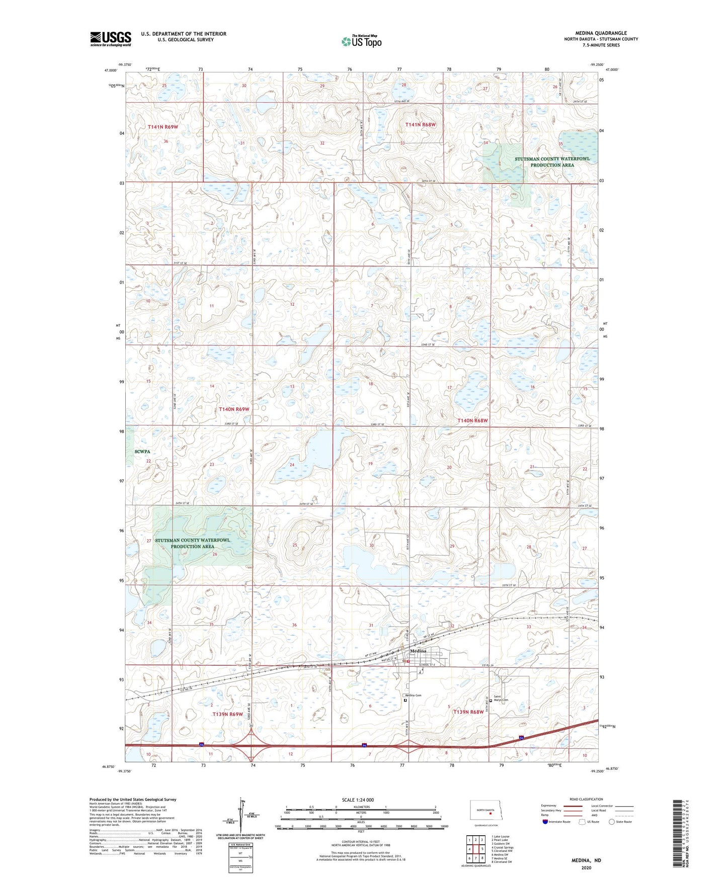 Medina North Dakota US Topo Map Image