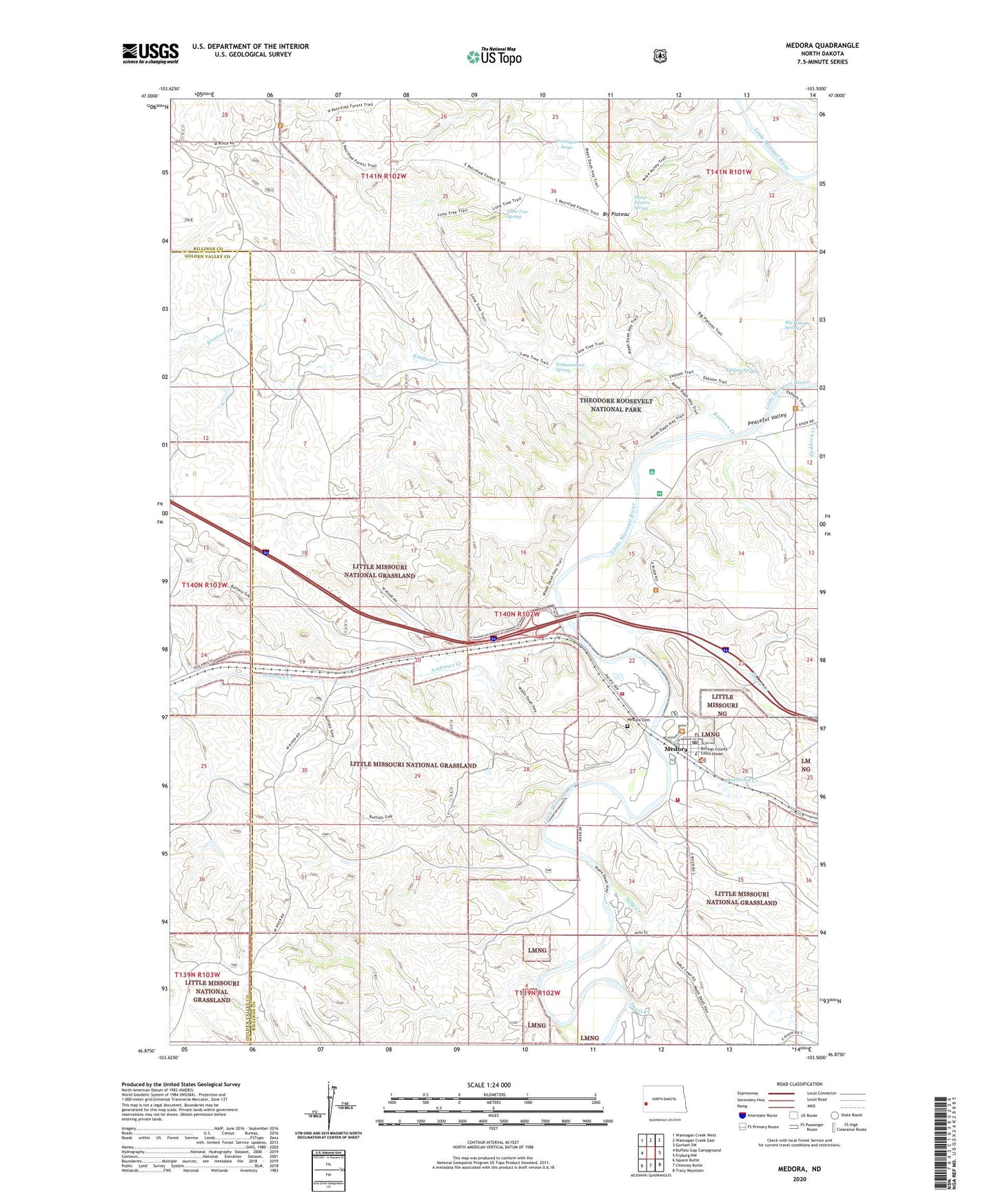 Medora North Dakota US Topo Map Image