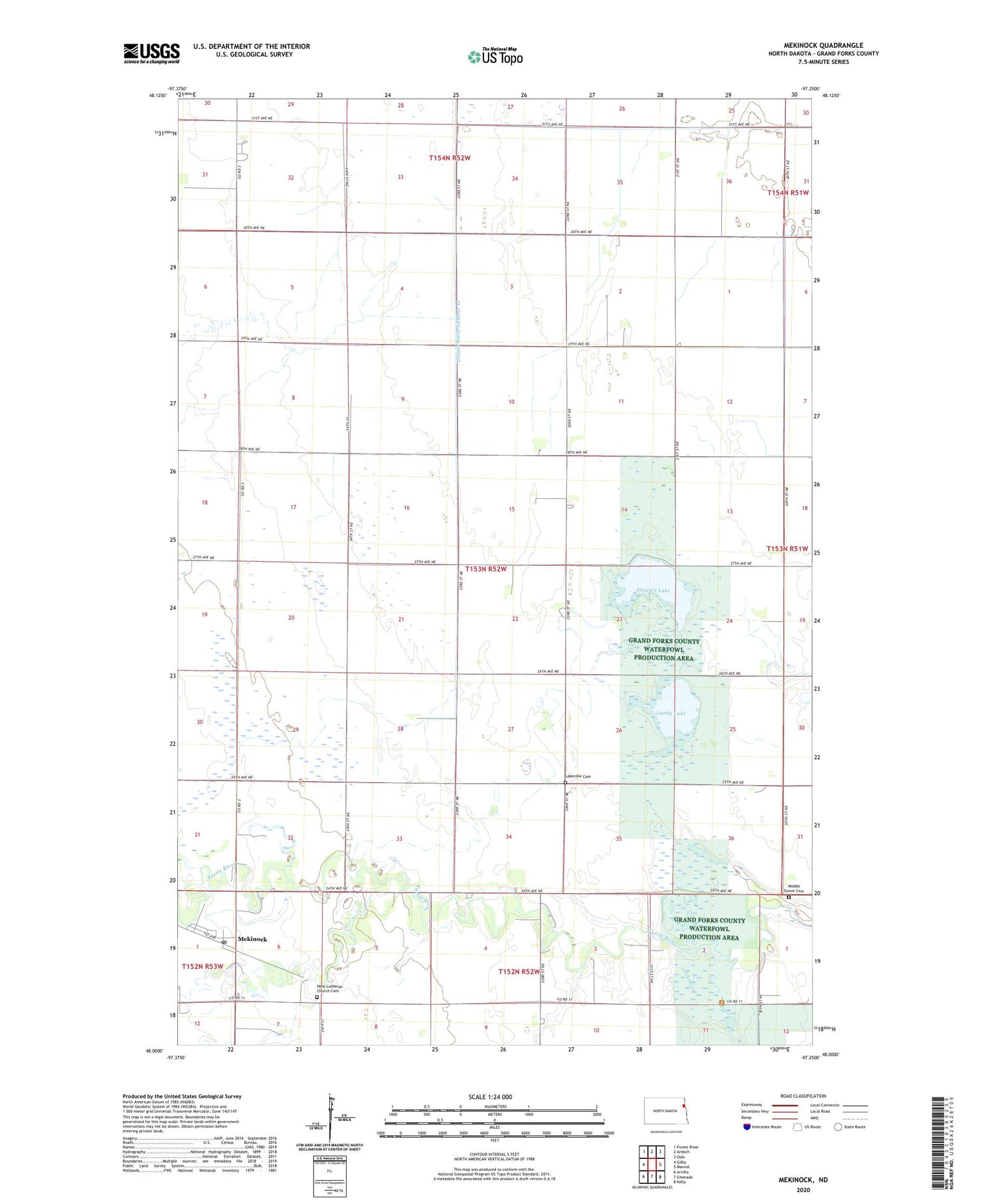 Mekinock North Dakota US Topo Map Image