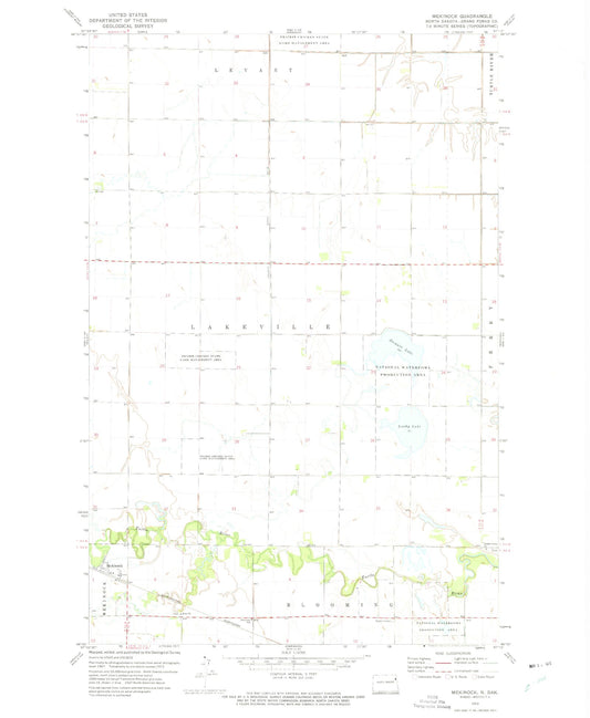 Classic USGS Mekinock North Dakota 7.5'x7.5' Topo Map Image