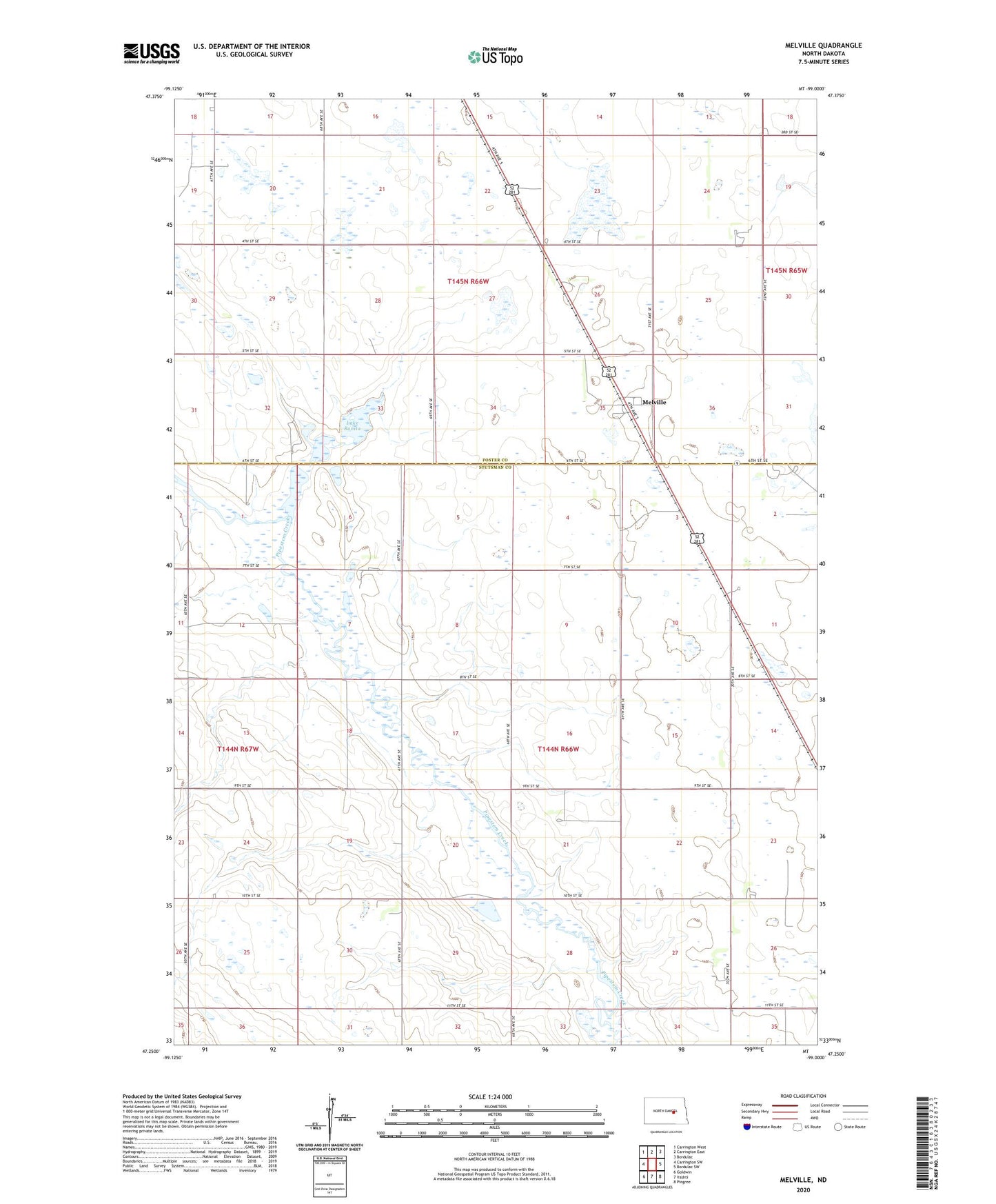 Melville North Dakota US Topo Map Image