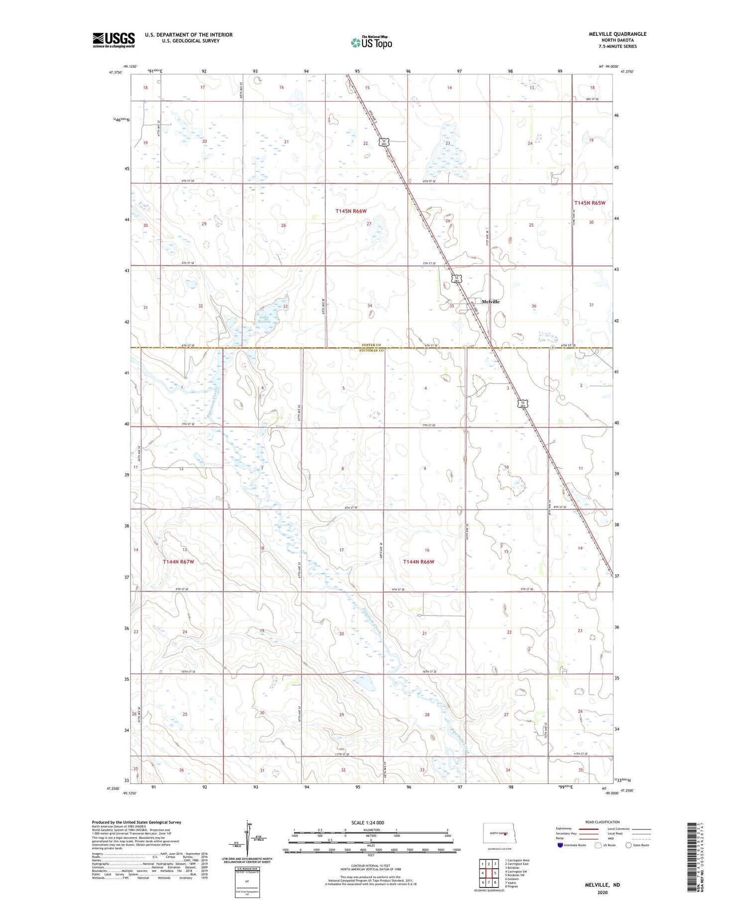 Melville North Dakota US Topo Map Image