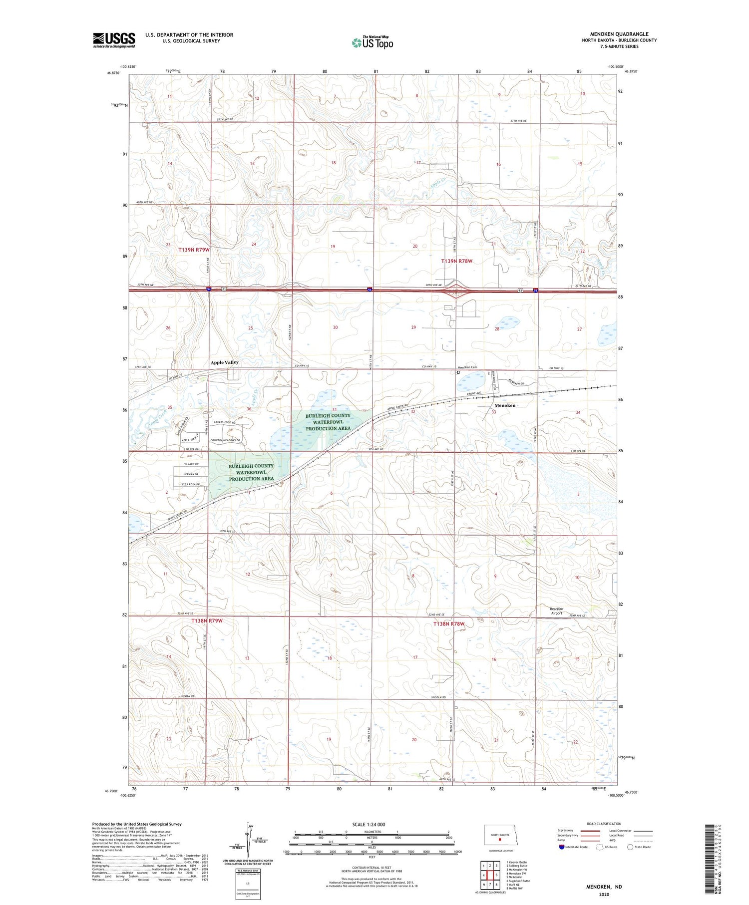 Menoken North Dakota US Topo Map Image