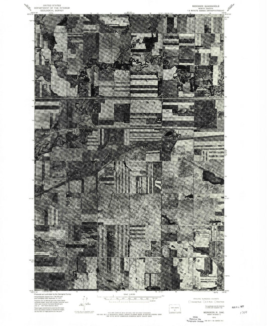 Classic USGS Menoken North Dakota 7.5'x7.5' Topo Map Image