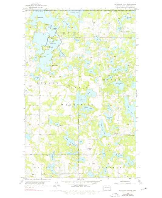 Classic USGS Metigoshe Lake North Dakota 7.5'x7.5' Topo Map Image