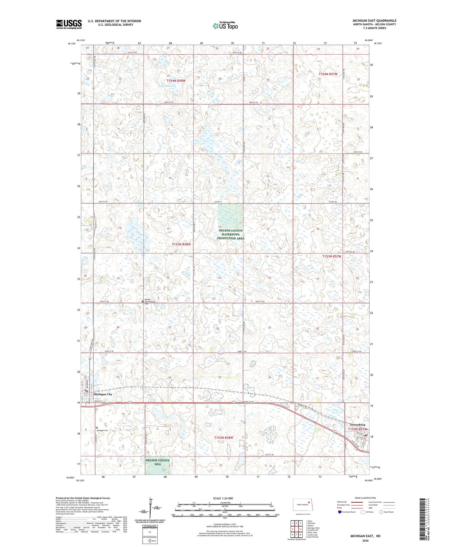 Michigan East North Dakota US Topo Map Image