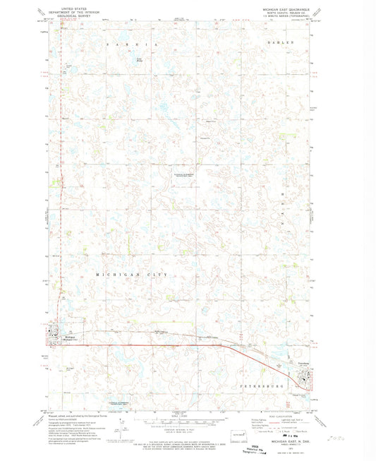 Classic USGS Michigan East North Dakota 7.5'x7.5' Topo Map Image