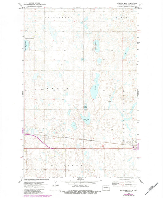 Classic USGS Michigan West North Dakota 7.5'x7.5' Topo Map Image