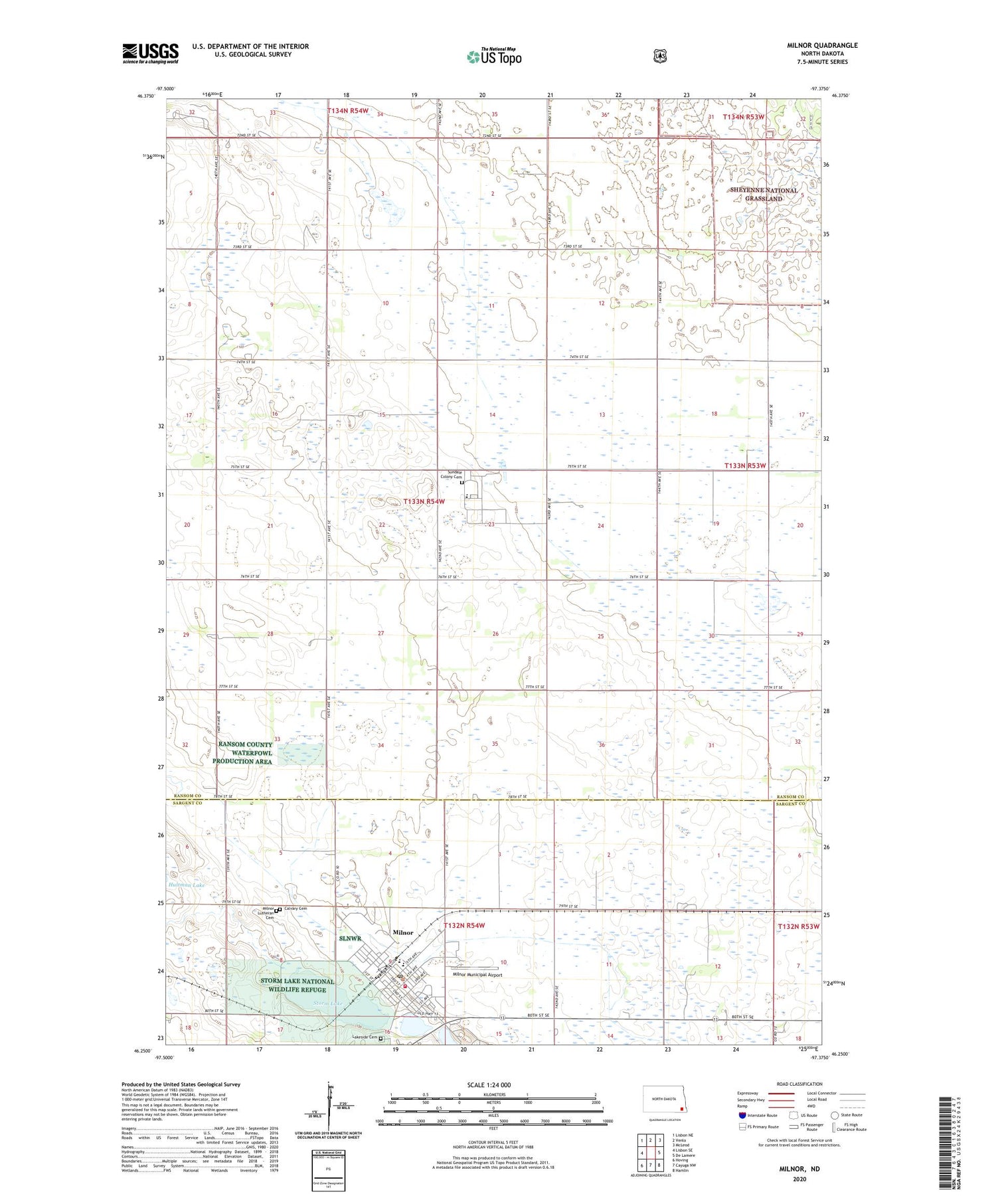 Milnor North Dakota US Topo Map Image