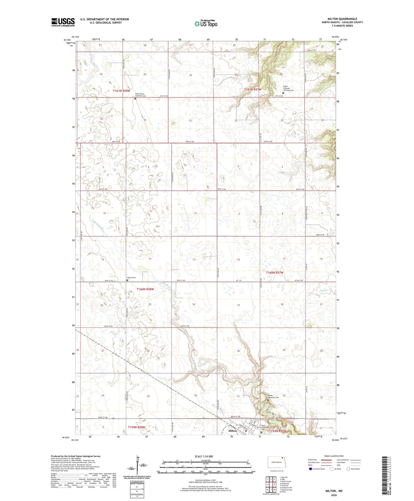 Milton North Dakota US Topo Map Image