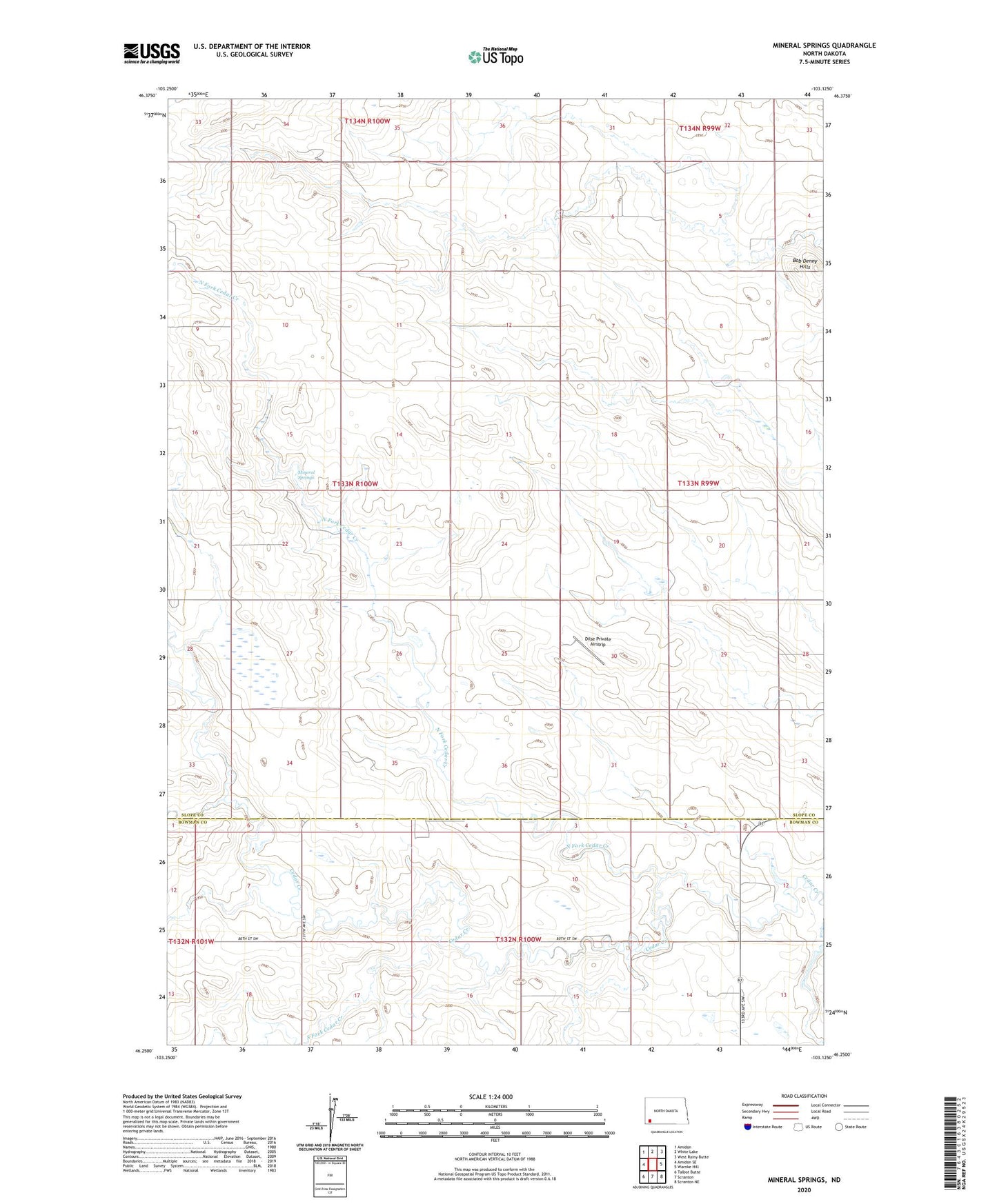 Mineral Springs North Dakota US Topo Map Image