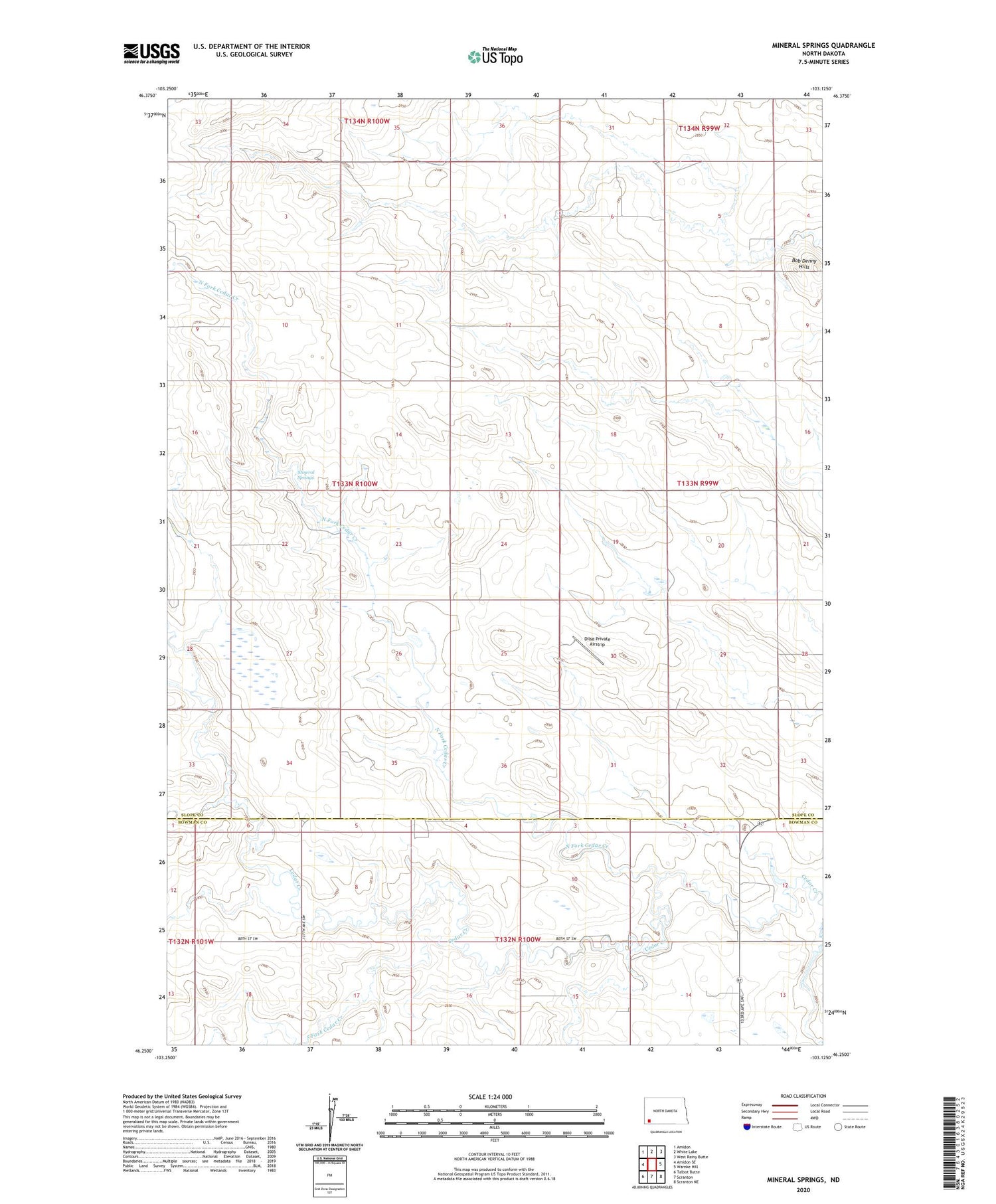 Mineral Springs North Dakota US Topo Map Image
