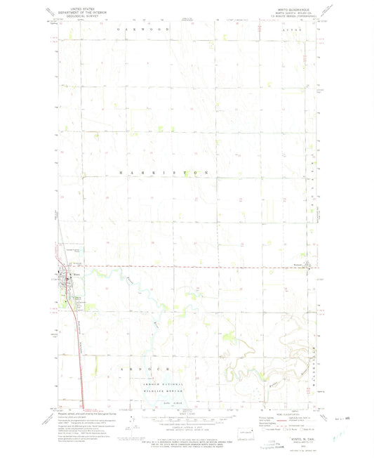 Classic USGS Minto North Dakota 7.5'x7.5' Topo Map Image