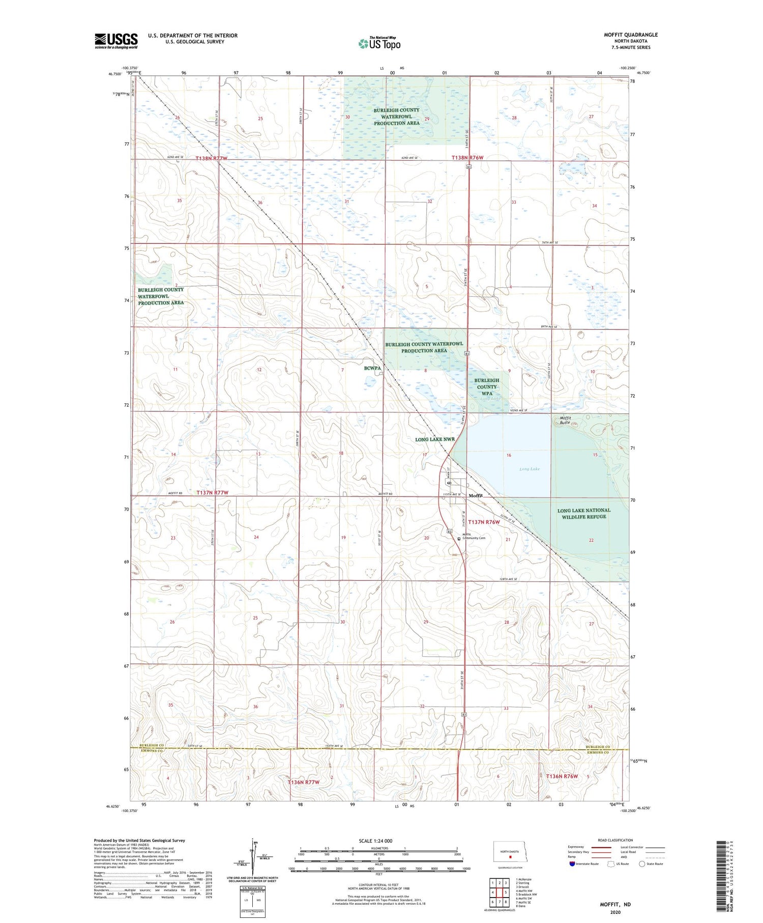Moffit North Dakota US Topo Map Image