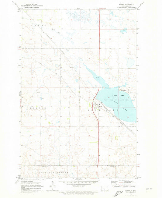 Classic USGS Moffit North Dakota 7.5'x7.5' Topo Map Image
