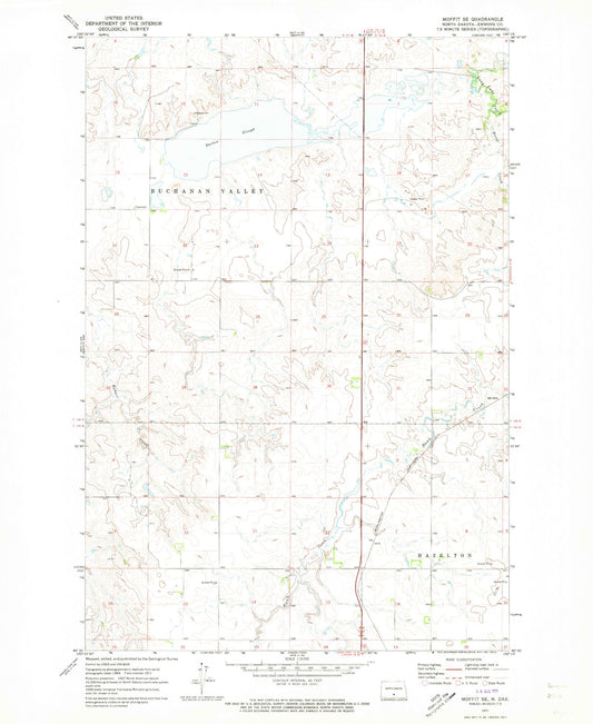 Classic USGS Moffit SE North Dakota 7.5'x7.5' Topo Map Image
