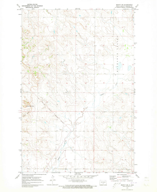 Classic USGS Moffit SW North Dakota 7.5'x7.5' Topo Map Image
