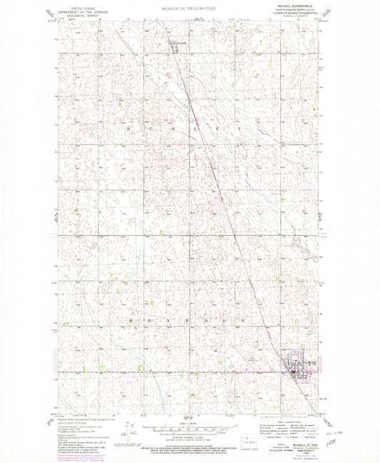Classic USGS Mohall North Dakota 7.5'x7.5' Topo Map Image
