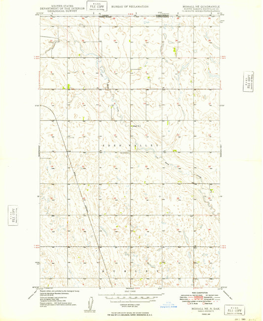 Classic USGS Mohall NE North Dakota 7.5'x7.5' Topo Map Image