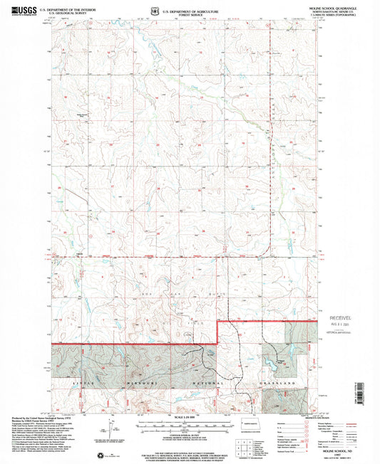 Classic USGS Moline School North Dakota 7.5'x7.5' Topo Map Image