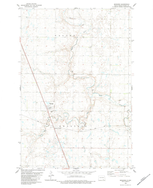 Classic USGS Monango North Dakota 7.5'x7.5' Topo Map Image