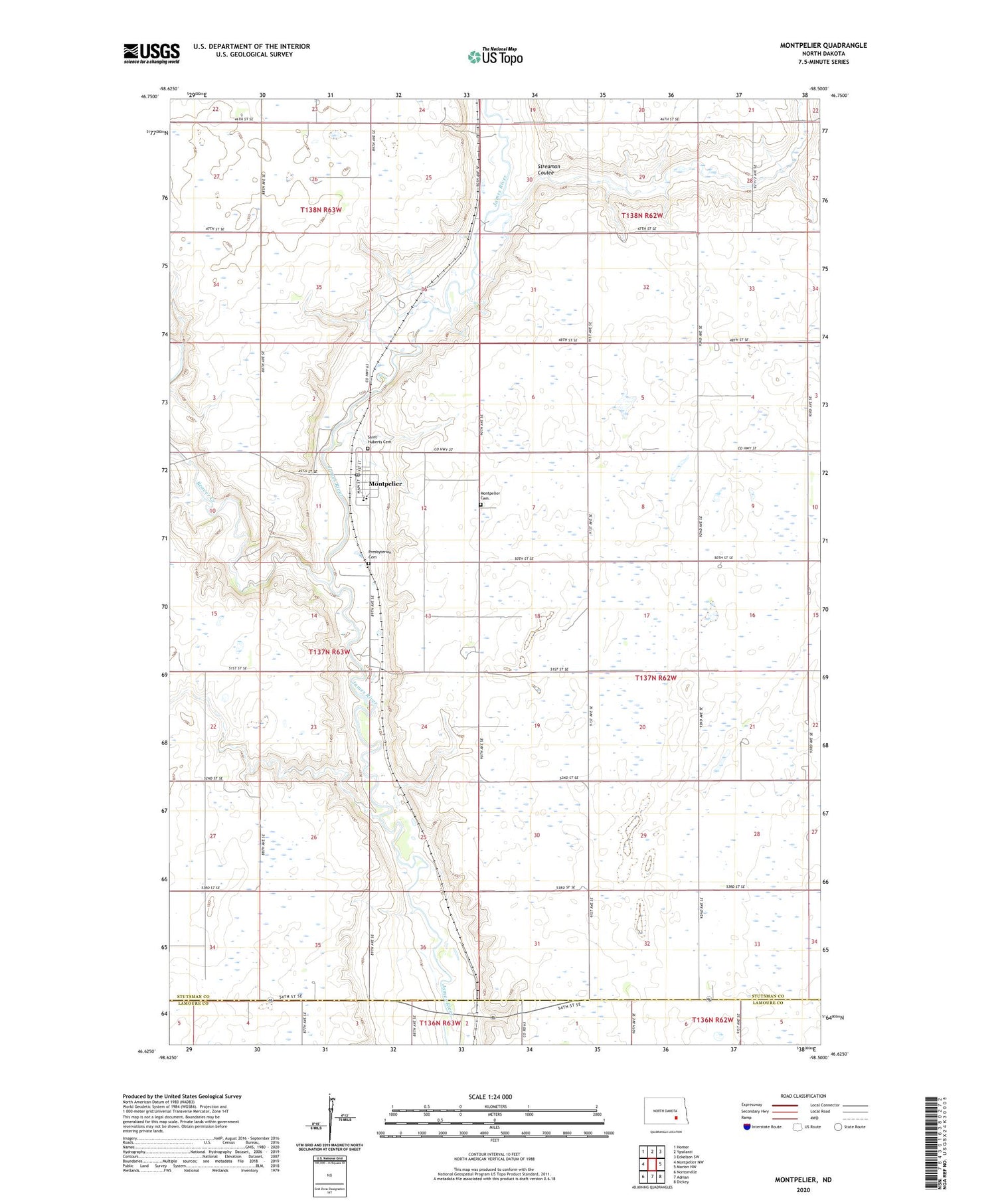 Montpelier North Dakota US Topo Map Image