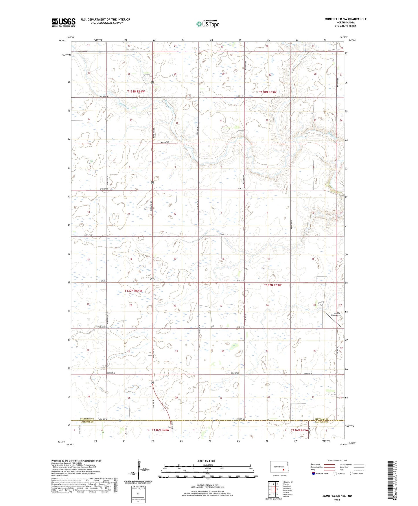 Montpelier NW North Dakota US Topo Map Image