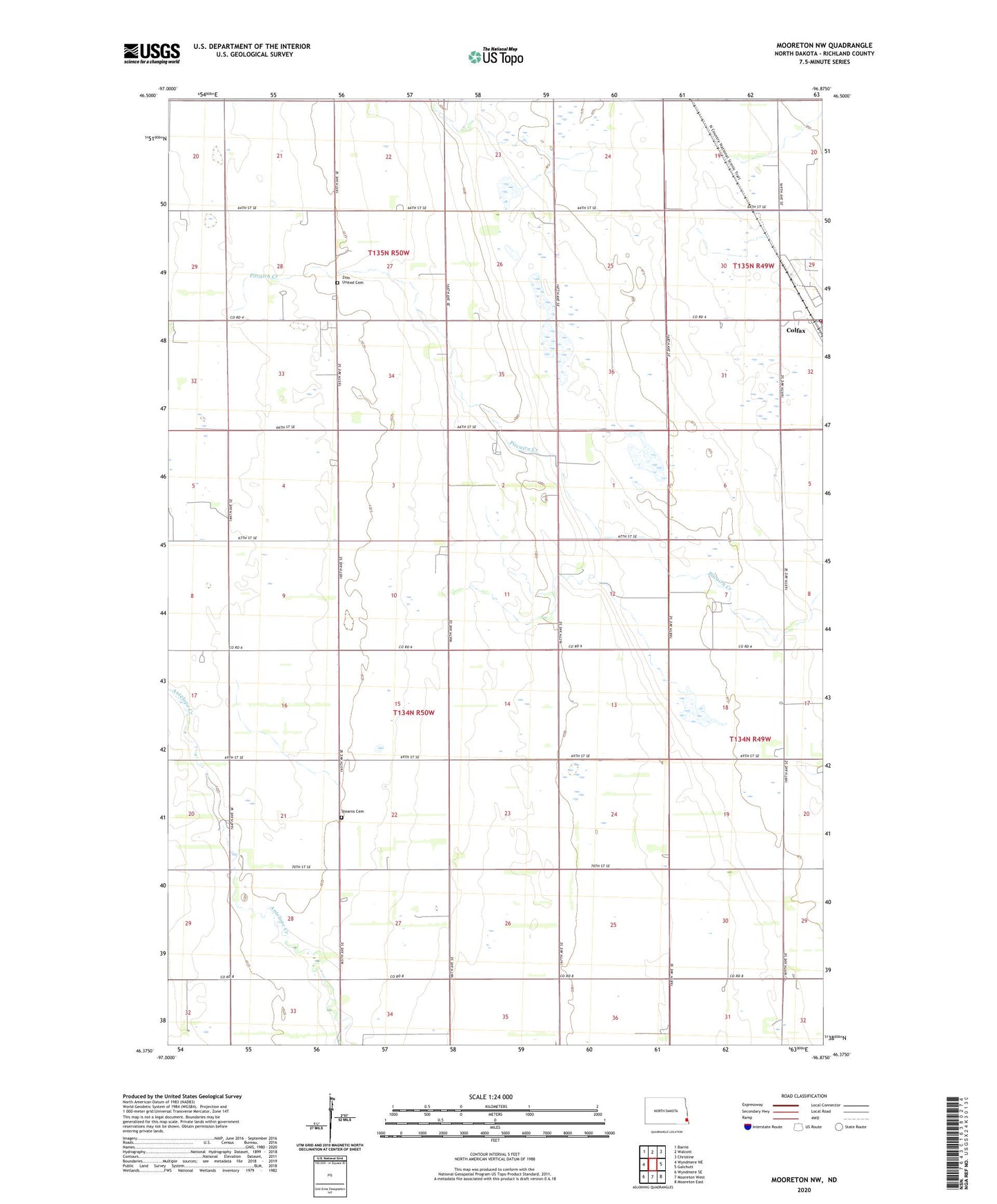 Mooreton NW North Dakota US Topo Map Image