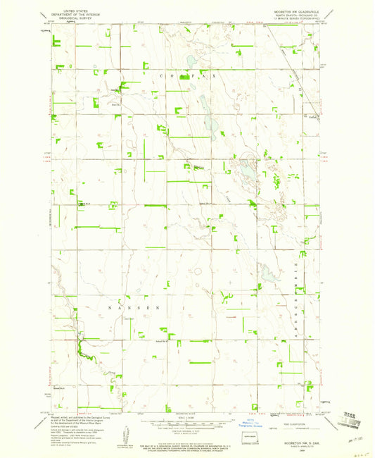 Classic USGS Mooreton NW North Dakota 7.5'x7.5' Topo Map Image