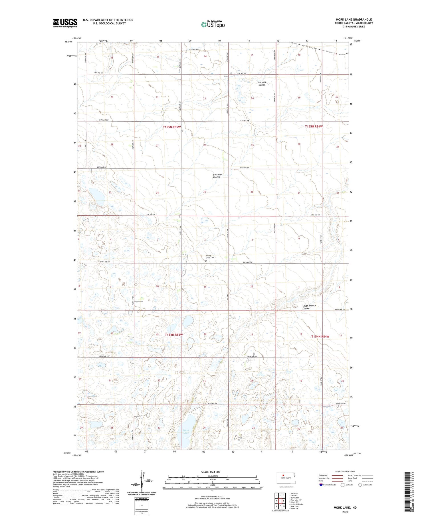 Mork Lake North Dakota US Topo Map Image