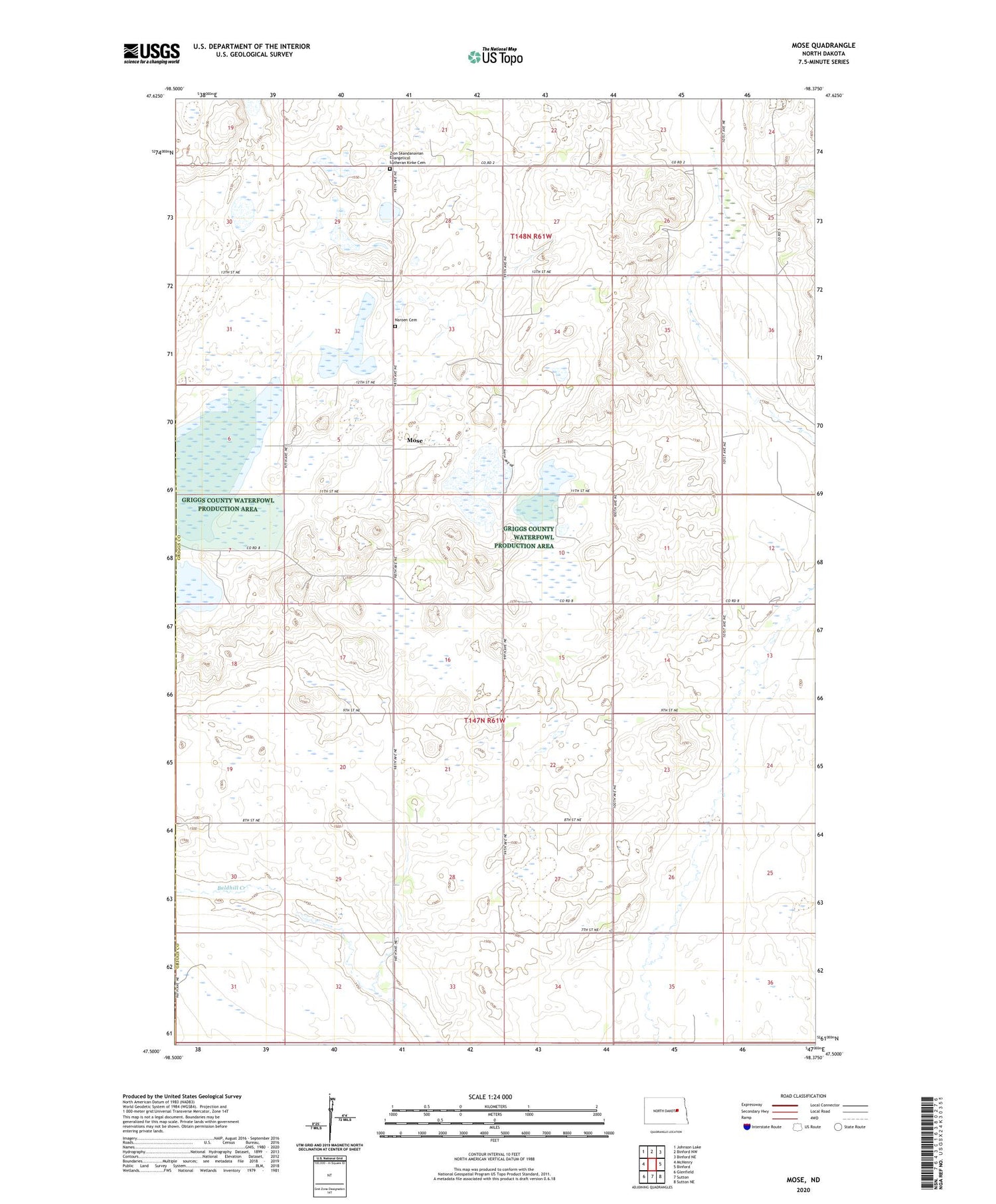 Mose North Dakota US Topo Map Image