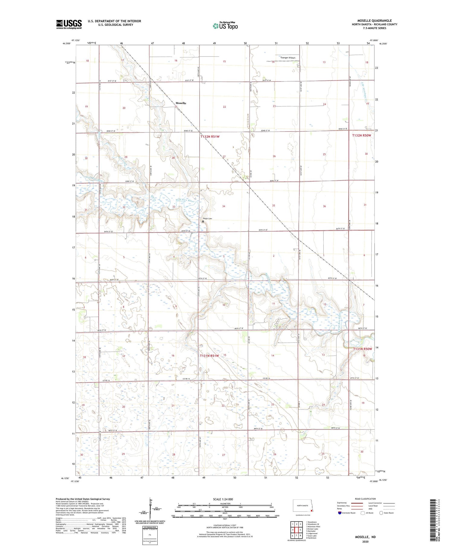 Moselle North Dakota US Topo Map Image