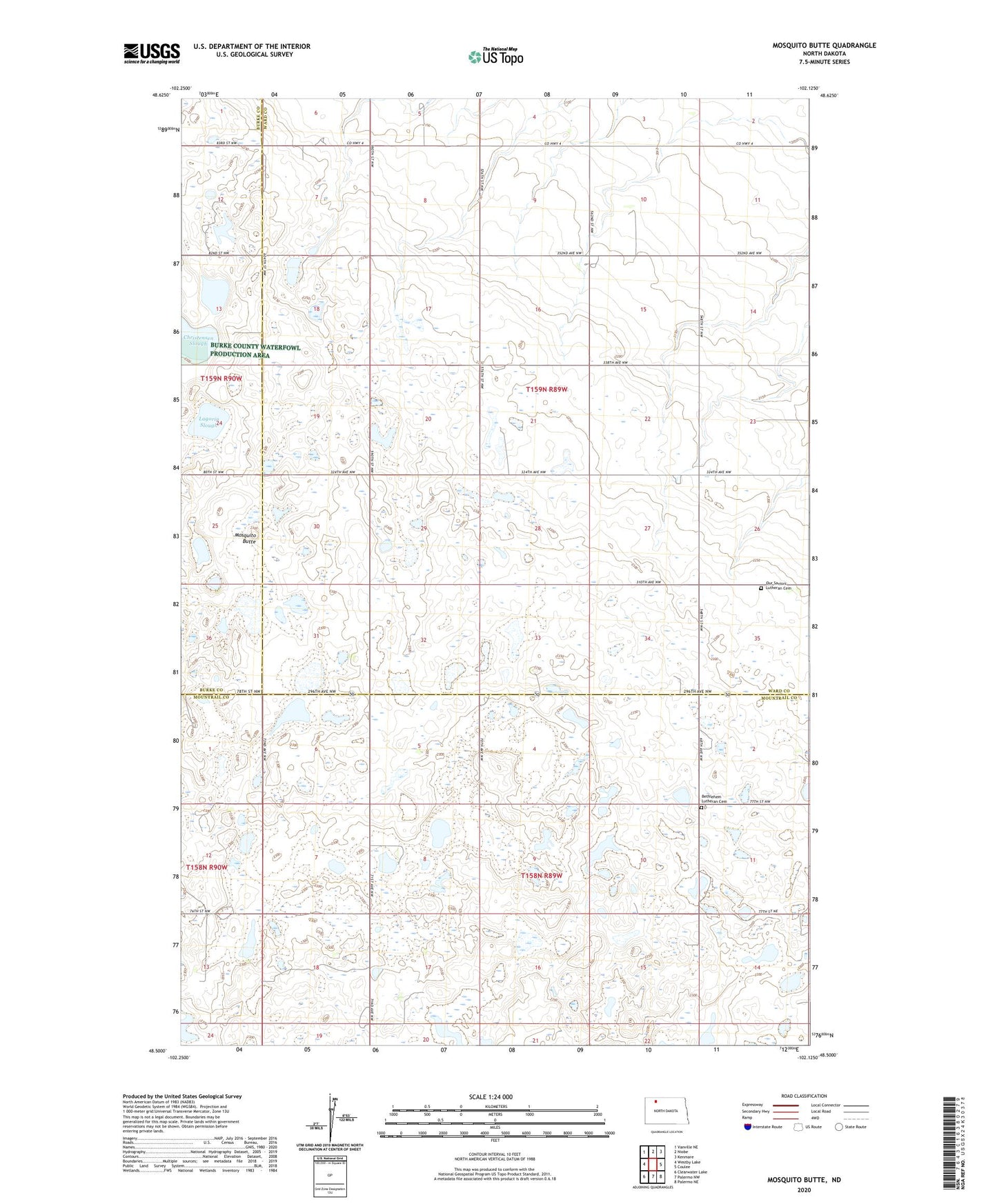 Mosquito Butte North Dakota US Topo Map Image