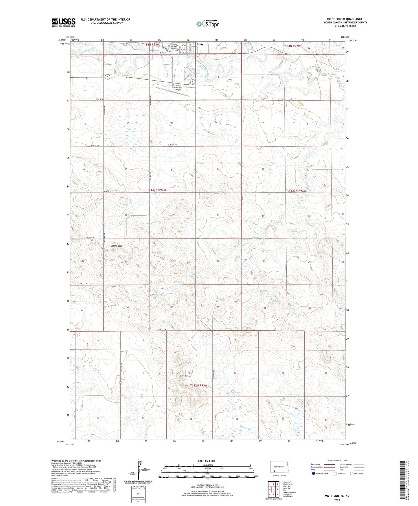 Mott South North Dakota US Topo Map Image