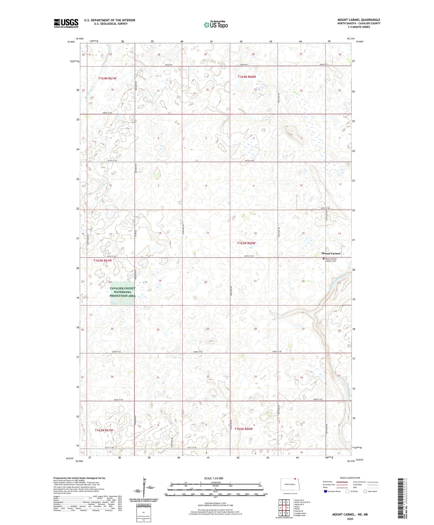 Mount Carmel North Dakota US Topo Map Image