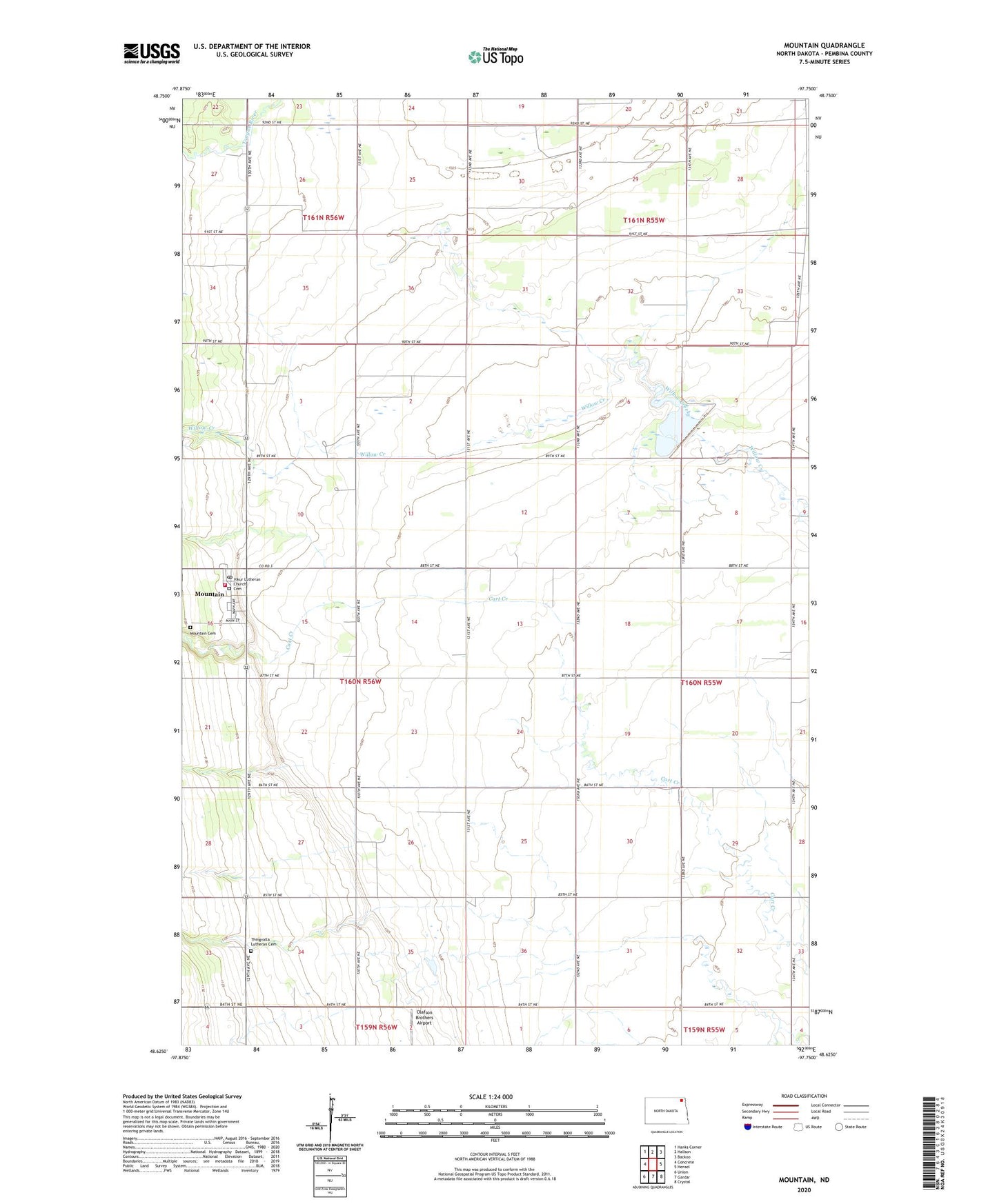 Mountain North Dakota US Topo Map Image