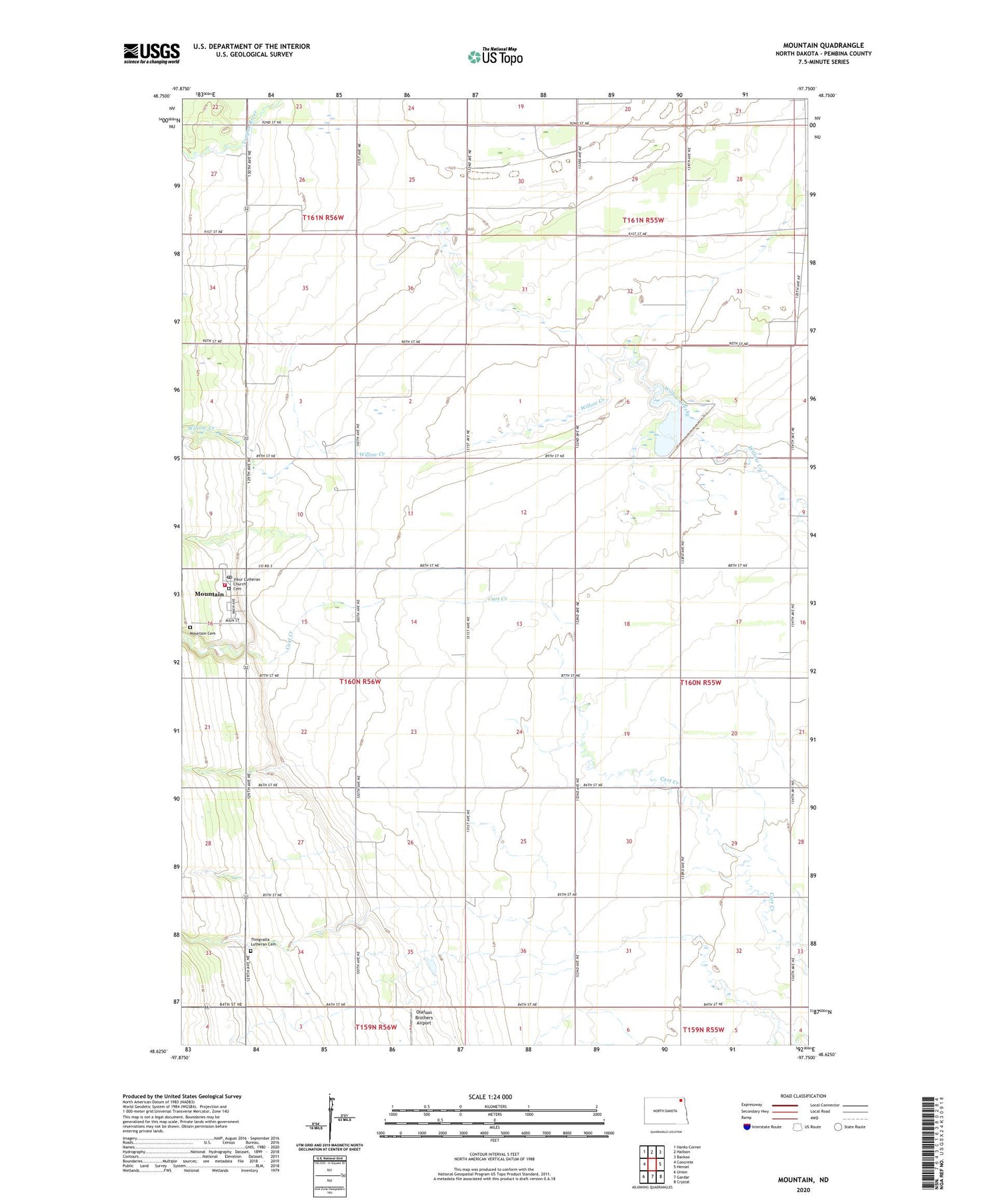 Mountain North Dakota US Topo Map Image