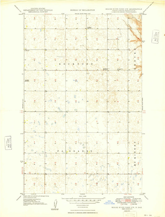 Classic USGS Mouse River Park SW North Dakota 7.5'x7.5' Topo Map Image