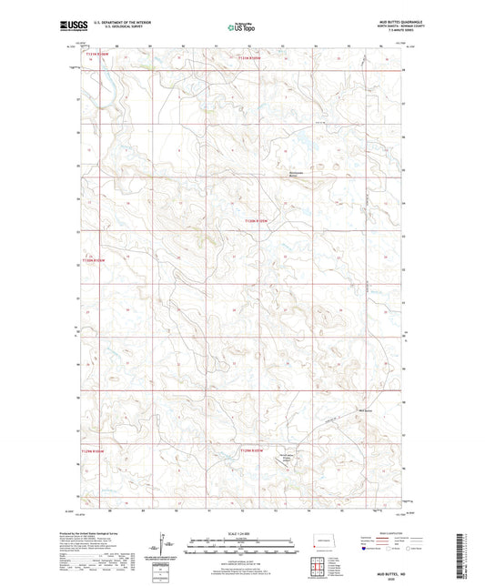 Mud Buttes North Dakota US Topo Map Image