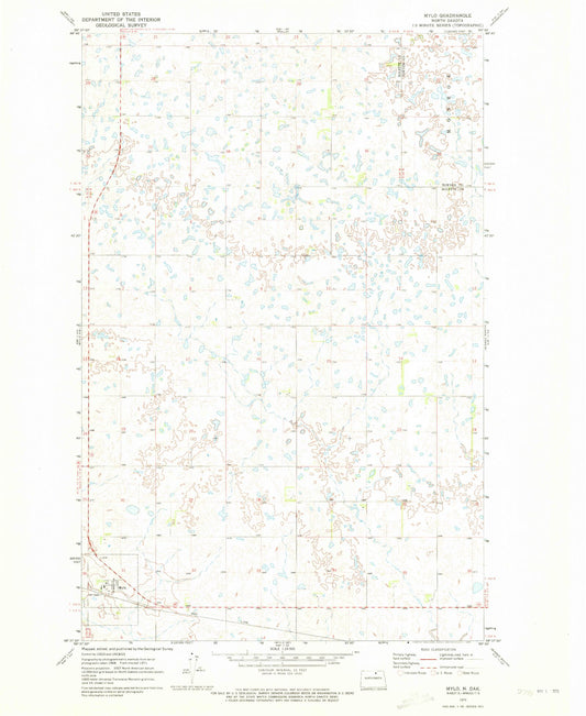 Classic USGS Mylo North Dakota 7.5'x7.5' Topo Map Image