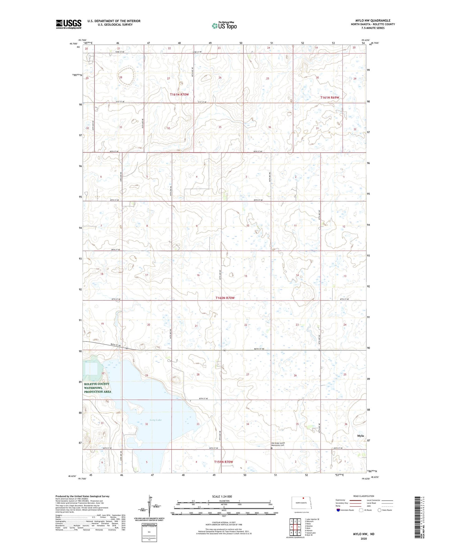 Mylo NW North Dakota US Topo Map Image